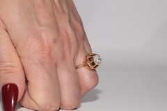 Antique Circa 1900s 18k Gold Natural Rose Cut Diamond Solitaire Ring