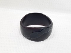 Mid Century Abstract Asymmetrical Matte & Polished Black Lucite Bangle Bracelet