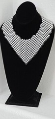 RARE Bib women necklace silver tone very light weight metal prongs 1.55n oz.