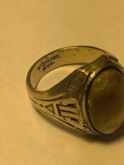 Vintage Clark & Coombs Sterling Silver Art Deco Men’s Signet Agate Ring