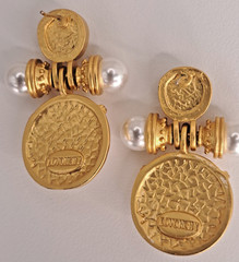 Kovonchy Faux Pearl Mogul Drop Earrings S925 Posts Gold Tone Statement