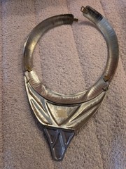 Vintage Morita Gil Designer Blue Lapis Metallic Bronze Collar Necklace Large