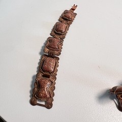 Vintage Copper Glitter Confetti Bracelet & Earrings Set