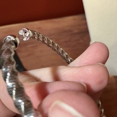 Vintage 950 Silver Milor Italy Twist Hinged Bangle Bracelet 7″