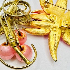 Lot Lisner PINK Moonglow Lucite Necklace, Park Lane & Other Rhinestone Brooches