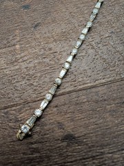 Vintage JJT Sterling Silver 925 Gold on Baguette CZ Tennis Bracelet 7.5″