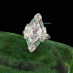 Victorian Marquise 4Ctw CZ Diamond Art Deco Wedding Ring 14K White Gold Plated