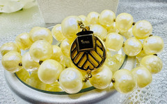 Rare! High End! “Trifari” w/Crown Over “T” 22″ Faux Baroque Pearls’ Necklace