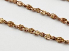 Vintage Rose Brass Twisted Hammered Double Cable 4mm. Chain 24″ Necklace W804