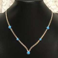 Vintage Western Silver Tone Necklace Blue Accents by Sarah Coventry