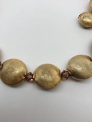 rare Vtg 60s House of Joy NYC Neck Wire Necklace gold tone satin Metal beads