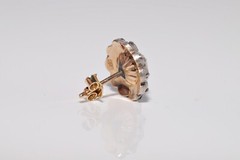 Antique Circa 1900s 14k Gold Top Silver Natural Rose Cut Diamond Earring