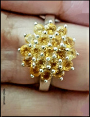 Silver Ring With Honey Color Citrine Cluster, Suitable For All Occasions