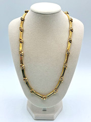 Vintage Gold Tone Love Knot Bar Link 18″ Statement Heavy Necklace Unbranded