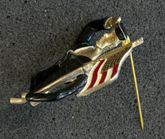 Vintage Enamel Sailor Pin with Saluting Arm and American Flag 1940s