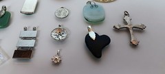LOT OF 19 VINTAGE TO NOW PENDANTS VARIOUS SIZES HAND MADE GLASS CRYSTAL METALS