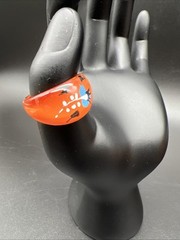 Acrylic/Resin Rings/Multi Stripe (8) and Orange w/Floral Design (9) /70s Style
