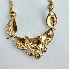 Hess-Appel NY Jolle 1940s Necklace Yellow Gold Plated Rhinestone Choker 15.25″