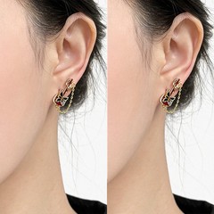 Guitar Music Earrings 14K Gold Plated Enamel Chain Rock Punk Jewelry Unisex Stud