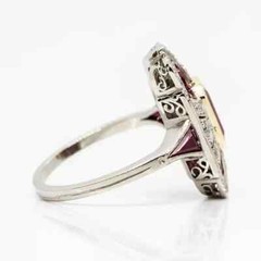 5Ct Vintage Art Deco Style Simulated Ruby Engagement 14K White Gold Finish Ring