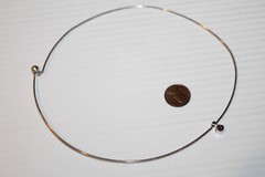 Estate Sterling Silver Neckwire Choker Chain 925 Necklace + Synth Ruby Pendant