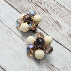 Vintage Clip On Earrings Cream & Other Colors Cluster