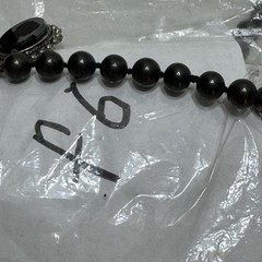 Vtg 23” Glass Faux Pearl Necklace Carved Cameo Clasp Charcoal Grey Black Grandma
