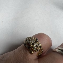 Vintage Leopard Panther Cat Rhinestone Ring Size Size 5.5