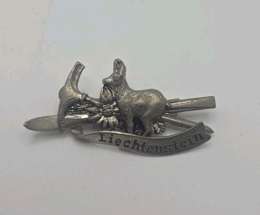 Estate Vintage Liechtenstein Rabbit Pickaxe Brooch