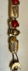 Vintage School Best Teacher Apple Goldtone Slider Charm Bracelet Bus Globe 7.5”