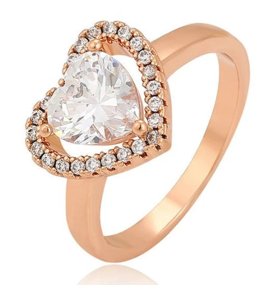 1.25CT Heart Cut White Moissanite Heart Design Women Halo Ring 10K Rose Gold FN
