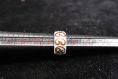 Vtg Enamel Over Acrylic Resin Ring Robin Egg Blue w/ Brown Swirl Accents Pretty