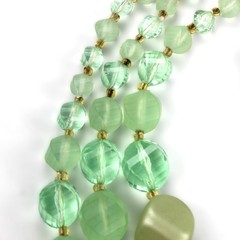Vintage 50s Green Bauble Necklace Earrings Jewelry Set Frosted Opaque W Germany