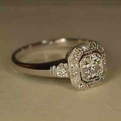 Art Deco Vintage 2Ct Round Lab Created Diamond 14K White Gold FN Engagement Ring
