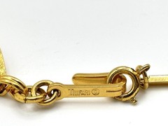 Vintage Crown Trifari Birthday Ribbon Flower Brushed Gold Tone Necklace *Read