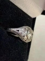 Vintage Art Deco Style Round Cut Lab Created Diamond 925 Silver Birthday Ring
