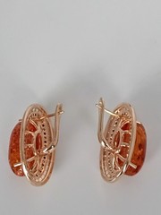 Vintage 1990-s 14 Ct Rolled Gold Large Amber Earrings-Hallmarked 585 RG