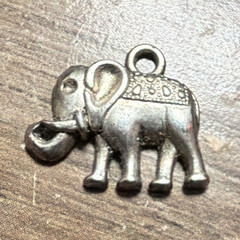 Silver Tone Elephant Dangle Charm Pendant with Loop, No Stone