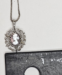 Vintage Avon Sterling Silver Filigree Cameo Pendant Necklace 16″ Chain