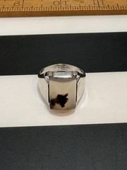 Vintage 40’s Sterling Silver Mens Picture Agate Ring sz 11