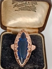 Vintage 1990-s 14 Ct Rolled Gold Sapphire Ring Size UK R.5 US 8 3/4 Hallmarked!