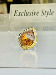 14K Gold Filled Baltic Amber Ring Size 6,0 Egg Yolk Butterscotch Polish Silver