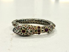 Antique Mughal Ruby Emerald Sterling Snake Bracelet Jewels Of India