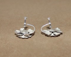 Vtg Sterling Silver Art Nouveau Floral Set Earrings clip-Bracelet 6.5″- Ring 5.5