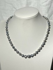 Japanese Silver-Blue Baroque Saltwater Akoya Pearl Necklace 14k clasp 6-9.5mm