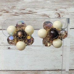 Vintage Clip On Earrings Cream & Other Colors Cluster