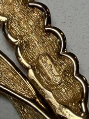 Vintage Christian Dior Large Gold Tone Rhinestone Wheat Sheaf Brooch Signed