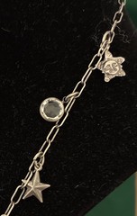 Vintage Silver 36” Celestial Necklace Sun Moon Stars Cupid Bevel Set Crystals