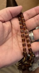 Vintage Brown Color Glass Dangle Necklace Teardrop