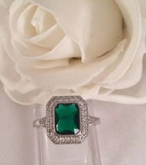 4.2Ct Art Deco Style Green Lab Created Diamond Engagement 14K White Gold FN Ring
